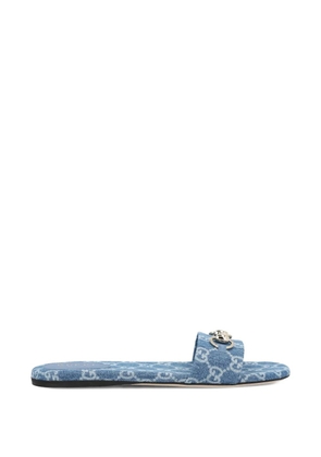 Gucci Horsebit GG-pattern flat sandals - Blue
