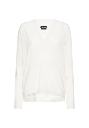 TOM FORD V-neck long-sleeve knitted top - White