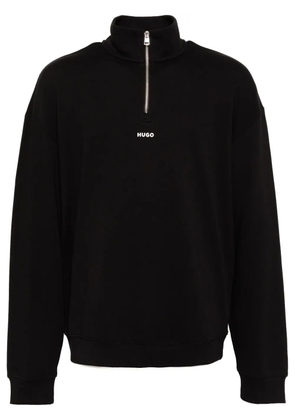 HUGO Zip-Neck Logo print sweatshirt - Black