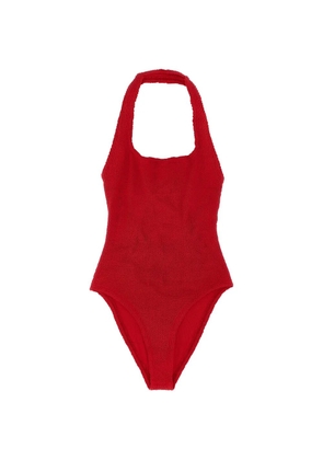 Hunza G American crinkle neckline sandy swimsuit - Red