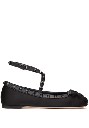 Valentino Garavani Rockstud satin ballet flats - Black