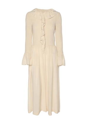 Stella McCartney Pre-Owned smocked ruffled midi dress - Neutrals