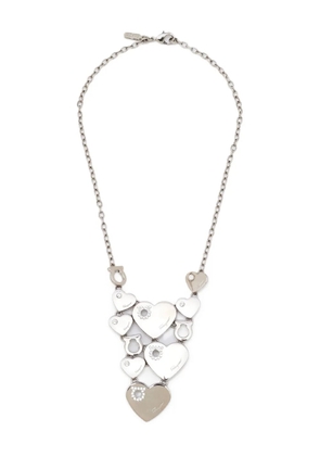 Ferragamo Pre-Owned crystal-embellished hearts necklace - Silver