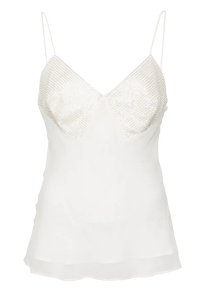 Max Mara bead-detail silk tank top - White