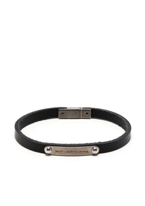 Saint Laurent ID Plaque leather bracelet - Black