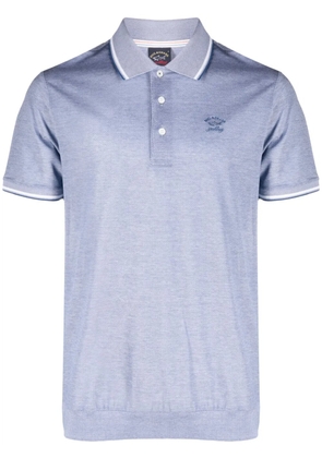 Paul & Shark logo-embroidered knitted polo shirt - Blue