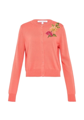 Carolina Herrera embroidered-detail cardigan - Orange