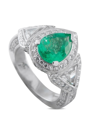 LB Exclusive diamond and emerald ring - Silver