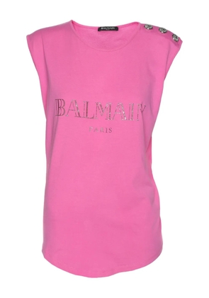 Balmain Pre-Owned sleeveless logo top - Pink
