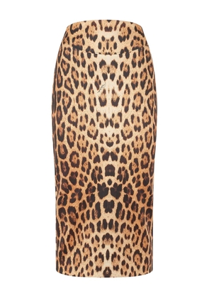 Roberto Cavalli jaguar-print pencil skirt - Brown