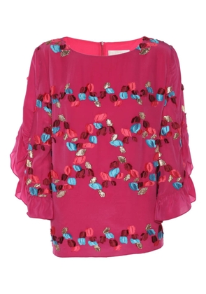 Peter Pilotto embroidered peplum top - Pink