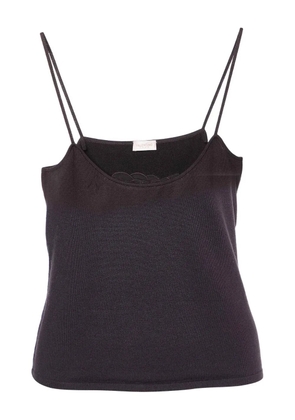 Valentino Garavani Pre-Owned lace-trim cotton top - Brown