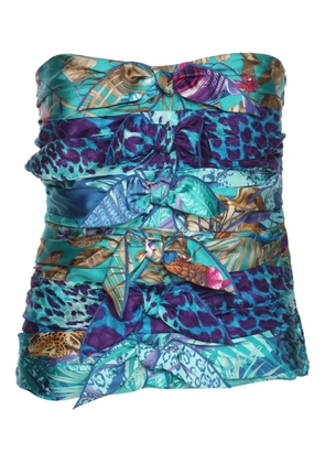 Ferragamo Pre-Owned printed bow-detail top - Blue