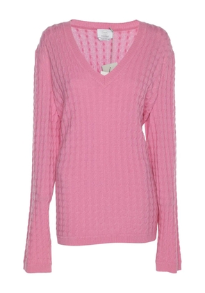 Marina Rinaldi cable-knit V-neck sweater - Pink