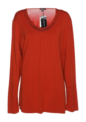 ELENA MIRO` rhinestone neckline top - Orange