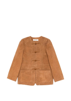 Róhe mandarin-collar suede jacket - Brown