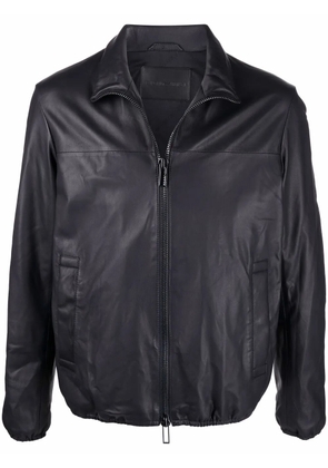 Emporio Armani drawstring hem biker jacket - Blue