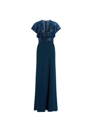 Jenny Packham Cary sequin V-neck dress - Blue