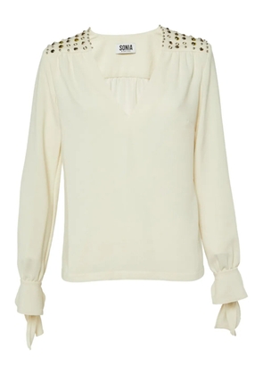 Sonia Rykiel Pre-Owned 2024 shoulder-studs tie-cuffs top - Neutrals