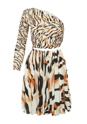 Roberto Cavalli Vintage pre-owned tiger-print ruched mini dress - White