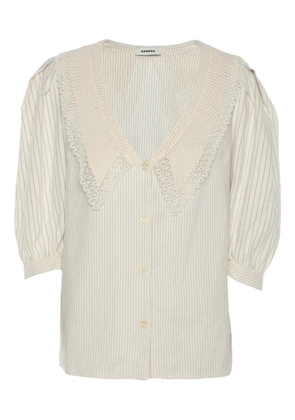 SANDRO striped lace blouse - Neutrals