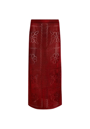 Calle Del Mar floral midi skirt - Red