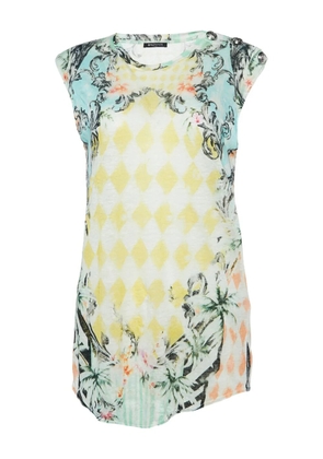 Balmain Pre-Owned floral-baroque linen t-shirt - Green