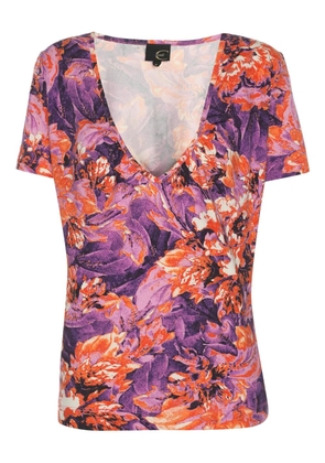 Just Cavalli floral-print T-shirt - Purple
