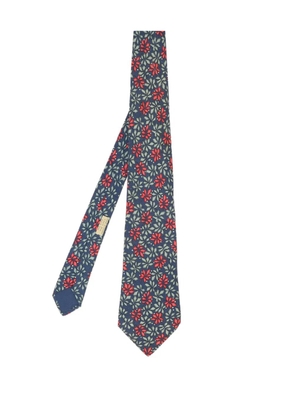 Hermès Pre-Owned silk botanical-pattern tie - Blue