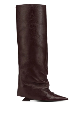 NAKED WOLFE Stated pointed-toe burgundy knee-high boots - Red