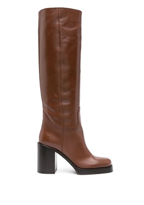 Prada 90mm round-toe leather boots - Brown