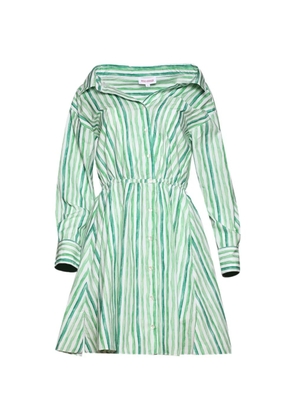 Rosie Assoulin stripe-pattern off-shoulder dress - Green