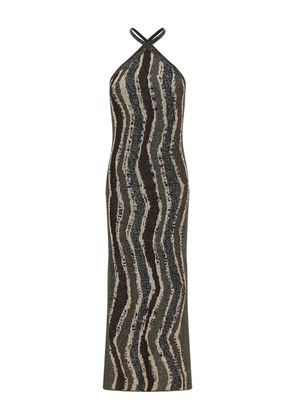 Missoni wave-pattern halterneck maxi dress - Brown