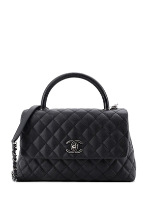 CHANEL Pre-Owned Coco Top Handle Bag Quilted Caviar with Lizard Embossed Handle Small shoulder bag - Black
