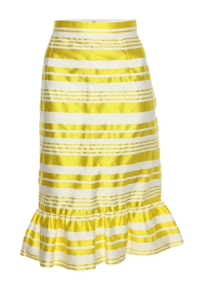 Red Valentino Vintage striped ruffle skirt - Yellow