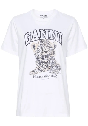 GANNI leopard jersey T-shirt - Grey