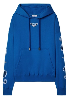 Off-White bandana-embroidered cotton hoodie - Blue