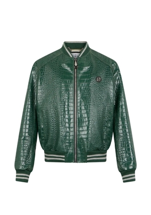 Philipp Plein leather bomber jacket - Green