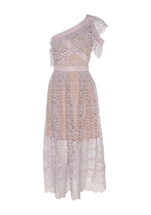 Self-Portrait lace one-shoulder midi dress - Purple