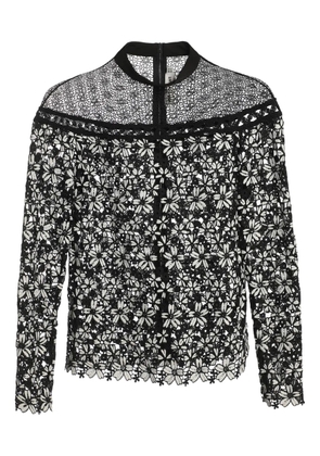 Self-Portrait laced floral-print blouse - Black