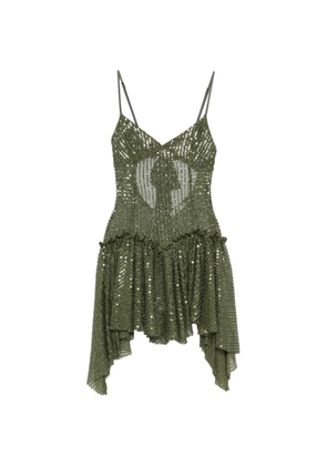 SIEDRES Lustina sequin-detail ruffled mini dress - Green