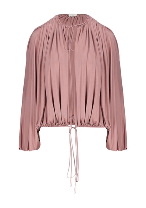 Saint Laurent drawstring gathered-shoulder blouse - Pink