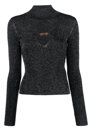 Versace Jeans Couture logo-lettering cut-out detailing jumper - Black