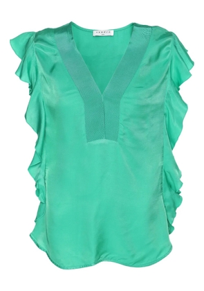 SANDRO ruffled crepe top - Green
