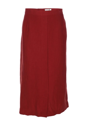 Marina Rinaldi linen straight midi skirt - Red