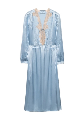 Prada lace-trim midi dress - Blue
