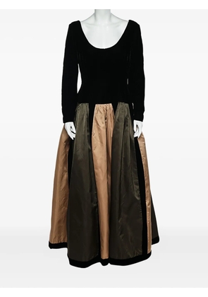 Oscar de la Renta Pre-Owned velvet silk panel dress - Black