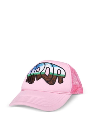 Who Decides War embroidered-patch trucker cap - Pink