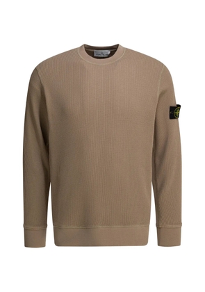 Stone Island waffle-knit logo-patch sweatshirt - Neutrals