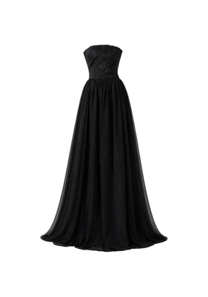 Lethicia Bronstein Amie floral-detail strapless maxi dress - Black